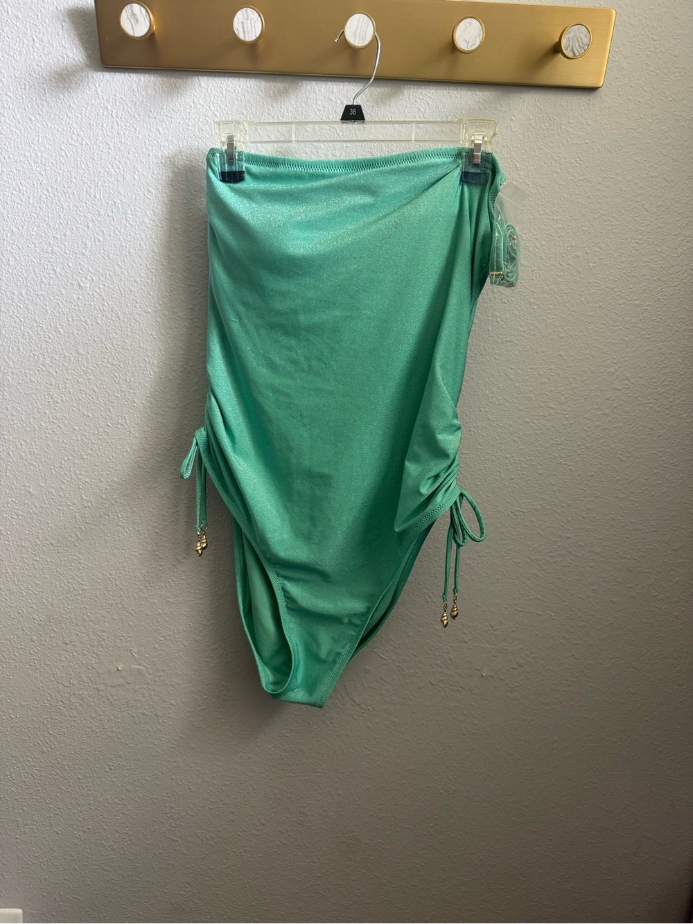 Shade & Shore Mint Green One-Piece Swimsuit with Side Drawstrings XL